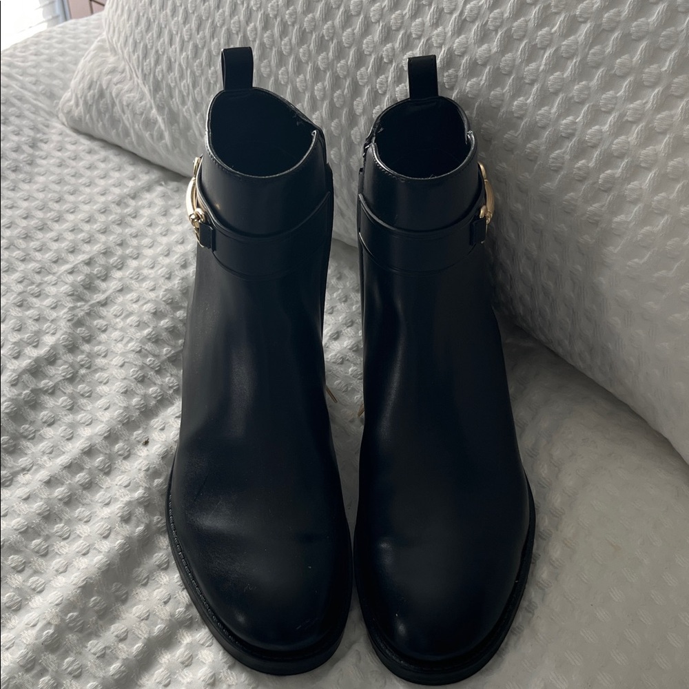 Michael Kors Black Ankle Boots with Gold Accent